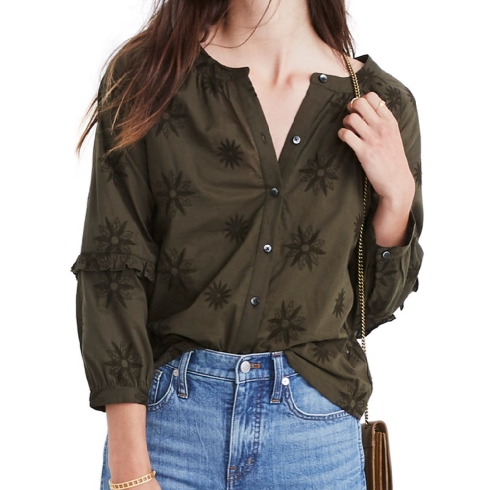Madewell Embroidered Bubble sleeve top